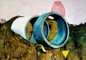 Yvan Salomone: compterendu, 2004, acquerello su carta, 95 x 138 cm. Courtesy Galerie Xippas
